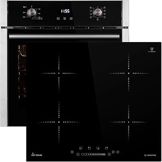 KKT KOLBE Autarkes Herdset: 60cm Einbau-Backofen EB8010ED + 59cm Induktionskochfeld KF5900IND (Heißluft/Grill-/Bratsystem/Automatik-Timer/Teleskopauszüge) SET80101IND2