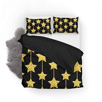 Amazon Com Colourlife Duvet Cover Sets Gold Glitter Print Stars