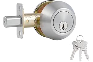 Comfhouse 1 Side Keyed Deadbolt Lock,Single Cylinder Dead Bolt, Satin Nickel Round Exterior Keyed Front Entry Inside Door Dea