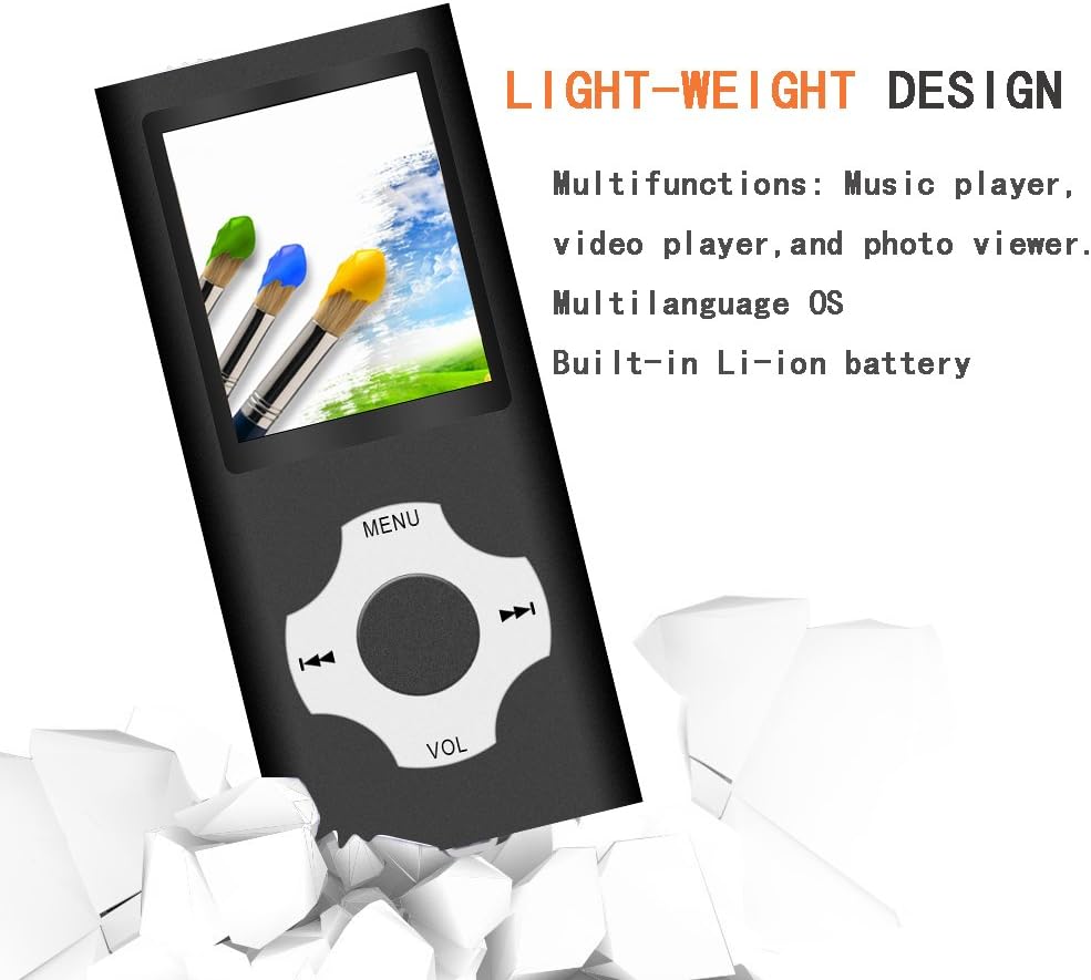 Tomameri - Portable MP3 / MP4 Player with Rhombic Button, Including a 16 GB Micro SD Card and Support Up to 64GB, Compact Music, Video Player, Photo Viewer Supported - Black: Home Audio & Theater