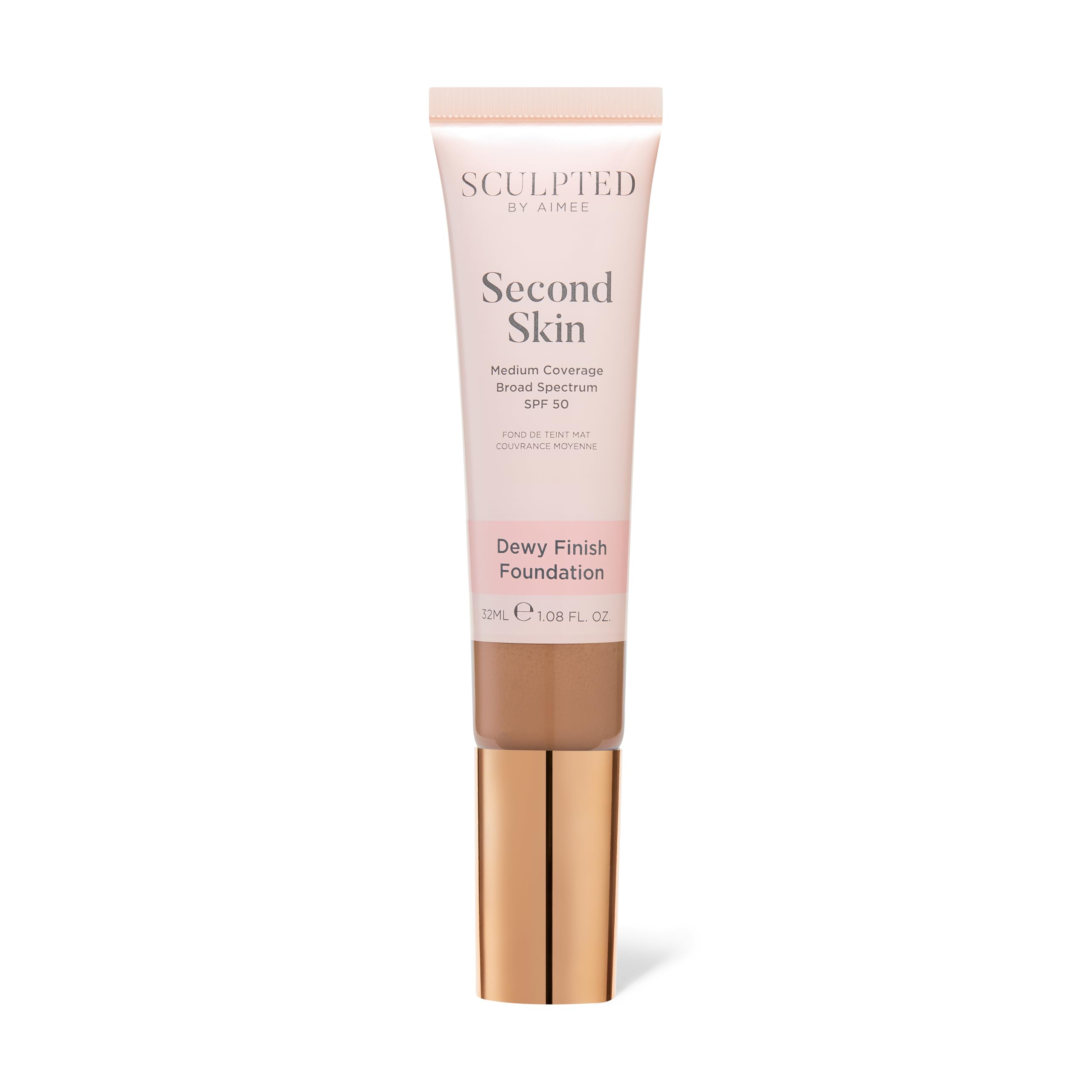 Second Skin Dewy Liquid Face Foundation from Sculpted by Aimee - 32ml Buildable, Medium Coverage Foundation with Dewy Finish, Hyaluronic Acid, Collagen Boosting Formula, SPF 50, (Tan Beige 5.75)