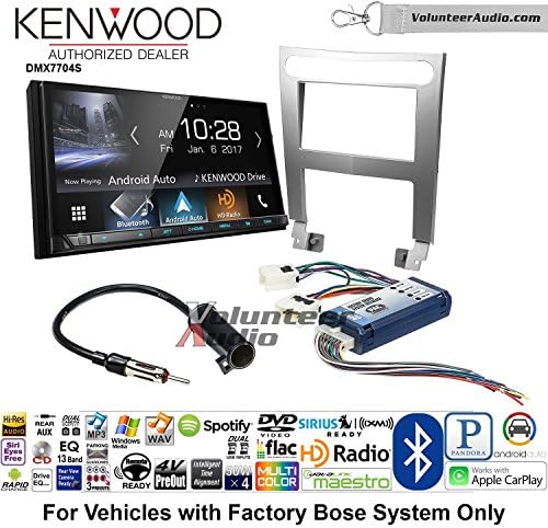 Volunteer Audio Kenwood DMX7704S Double Din Radio Install Kit with Apple CarPlay Android Auto Bluetooth Fits 2004-2006 Nissan Maxima (With Bose)