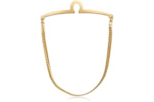 Yoursfs Tie Clip Chain 18K Gold Plated Single Loop Tie Chain Sets for Men Best Gift Personalized