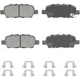 ILONPA Rear Ceramic Disc Brake Pads Set for Infiniti EX/FX/G/JX/M 35 37, for Nissan Altima, 350Z, Rogue, Murano, Maxima, Quest, Pathfinder,370Z 4PCS(With Hardware)