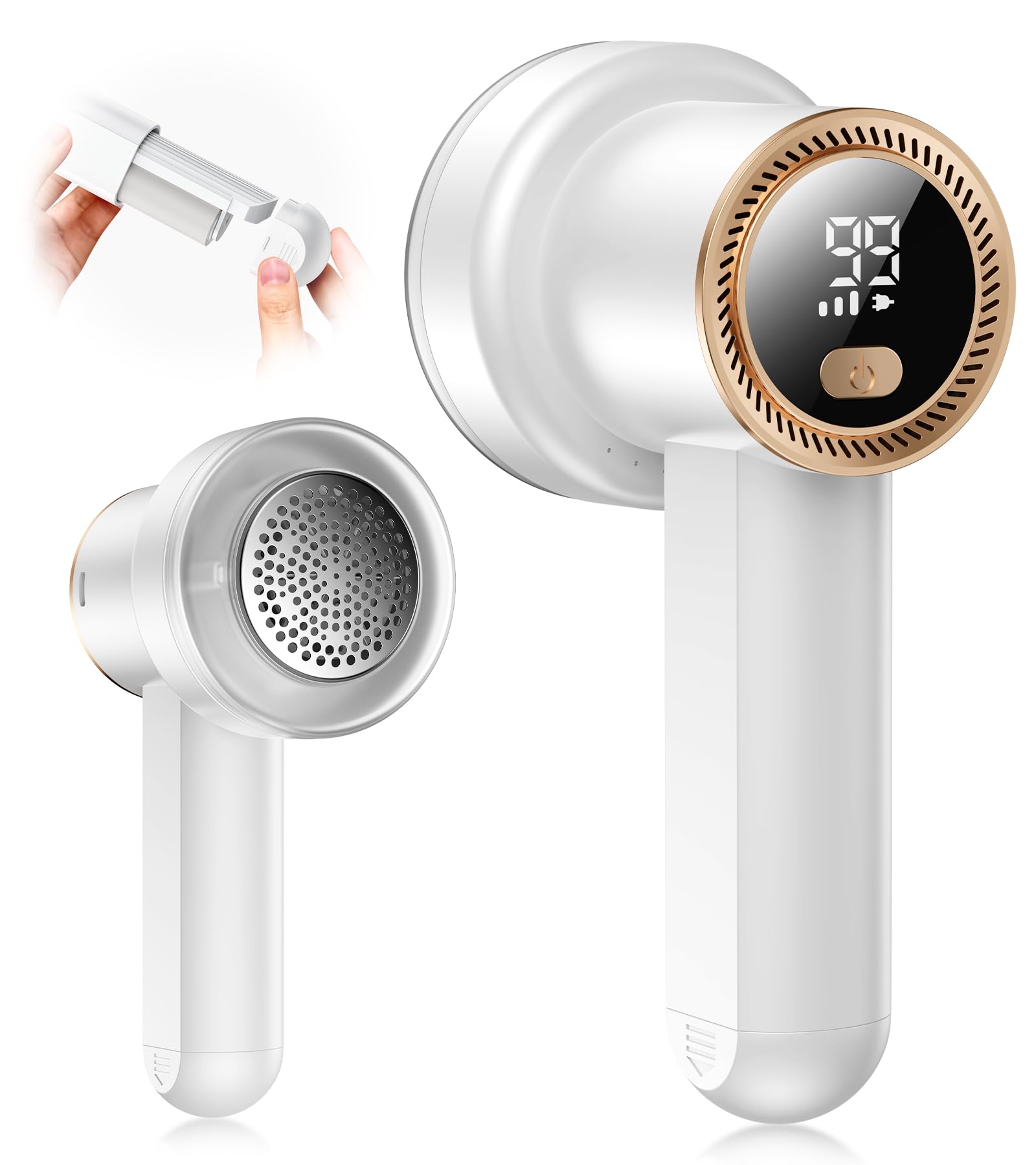 毛玉取り 電動【革新モデル・粘着クリーナ一内蔵】 強力6枚刃 けだまとり 毛玉取り器 3段階調整...