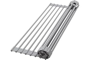HEDONLEE Roll Up Dish Drying Rack, Silicone Wrapped Over The Sink Roll Up Dish Drainer, Foldable Multipurpose Rolling Drain M