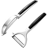 Set of 2 Vegetable Peeler For Kitchen,Y and I Shaped Peelers For Potatoes | Kitchen Use，Y-Shaped，I-Shaped，Stainless Steel，Ergonomic Non-Slip Handle，Sharp Blade