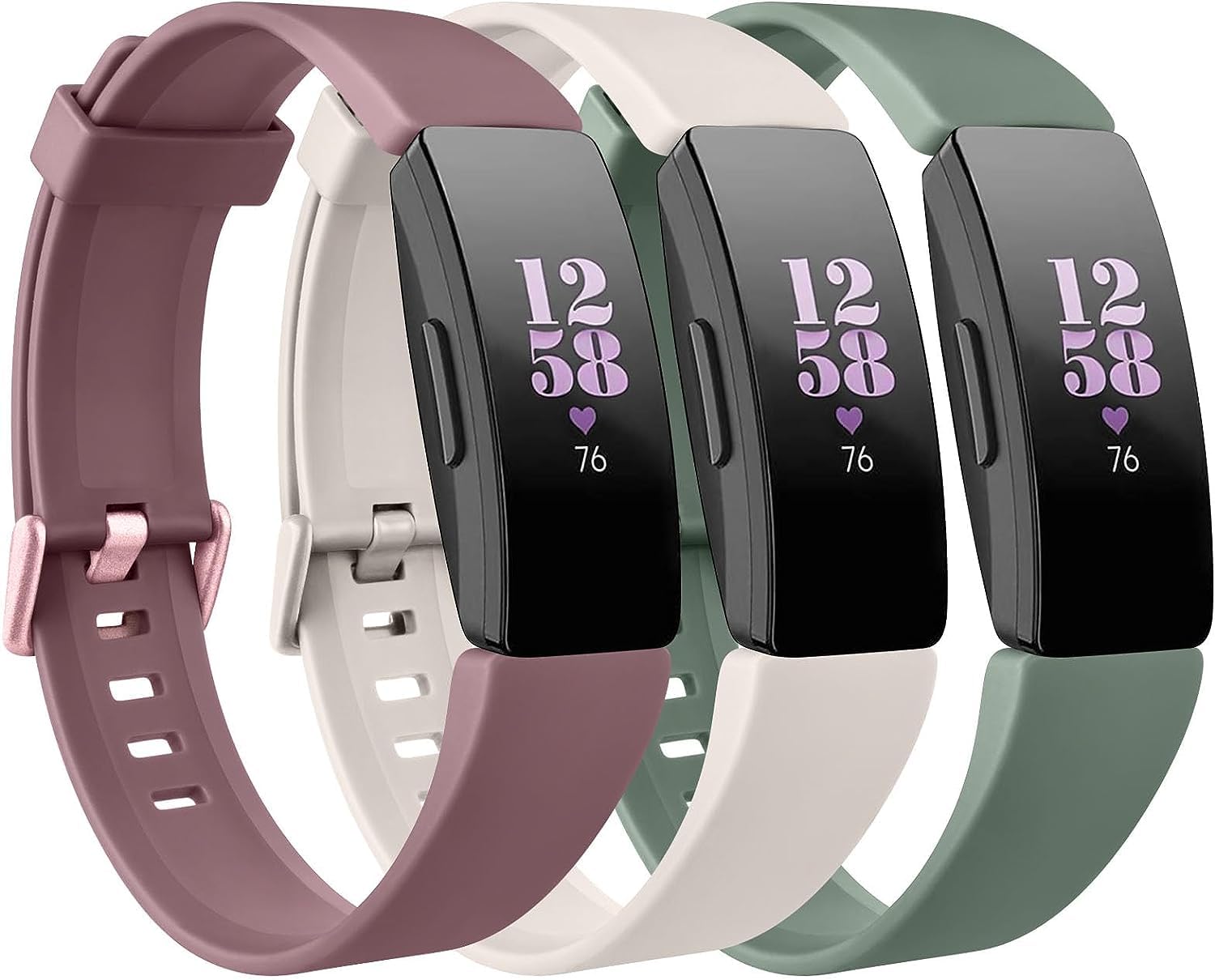 AK Straps Compatible with Fitbit Inspire HR/2, Soft Silicone Replacement for Women & Men (S, Pack C)