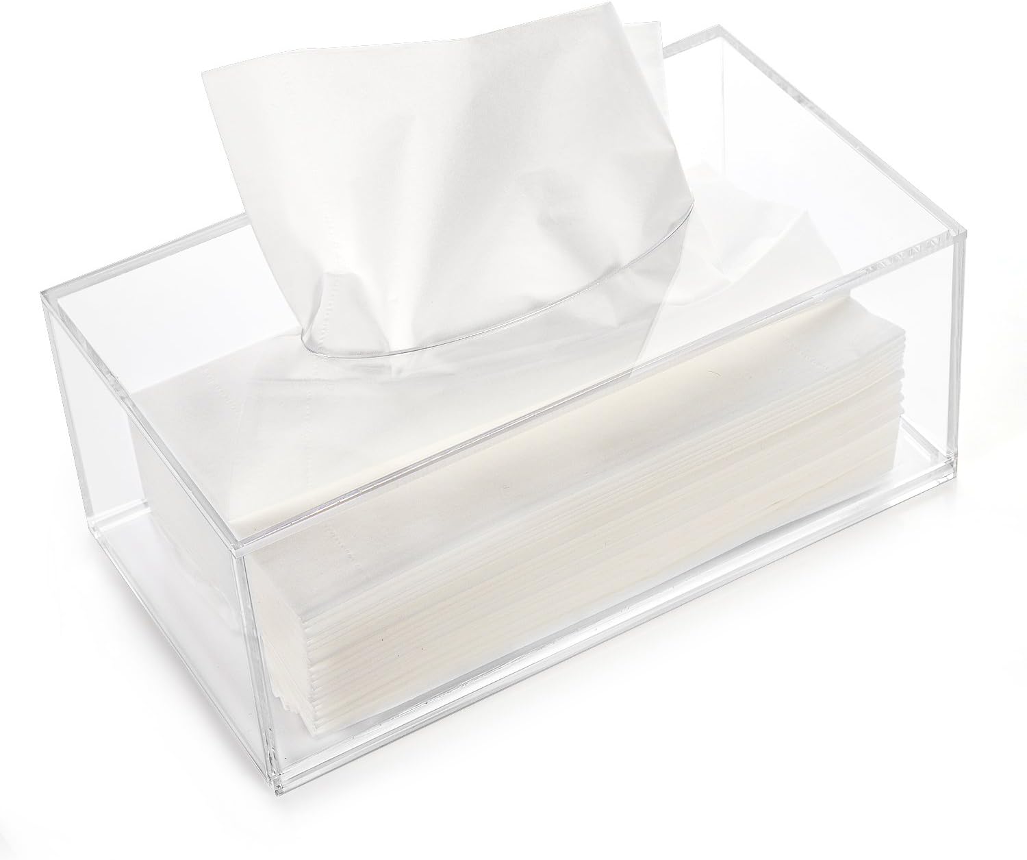 HBlife Facial Tissue Dispenser Box Cover Holder Clear Acrylic Rectangle Napkin Organizer for Bathroom, Kitchen and Office Room: Home & Kitchen