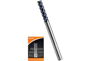 A ACT ACCU-CUT ACCUCUT I4KEL 5/16” Carbide Square End Mill- 4 Flute Milling Bit for Steel, Forge Steel, Hardened Steel, Copper, Alloys & Materials < HRC 50 - AlTiN Coating CNC Router Bit, 45 Degree Helix