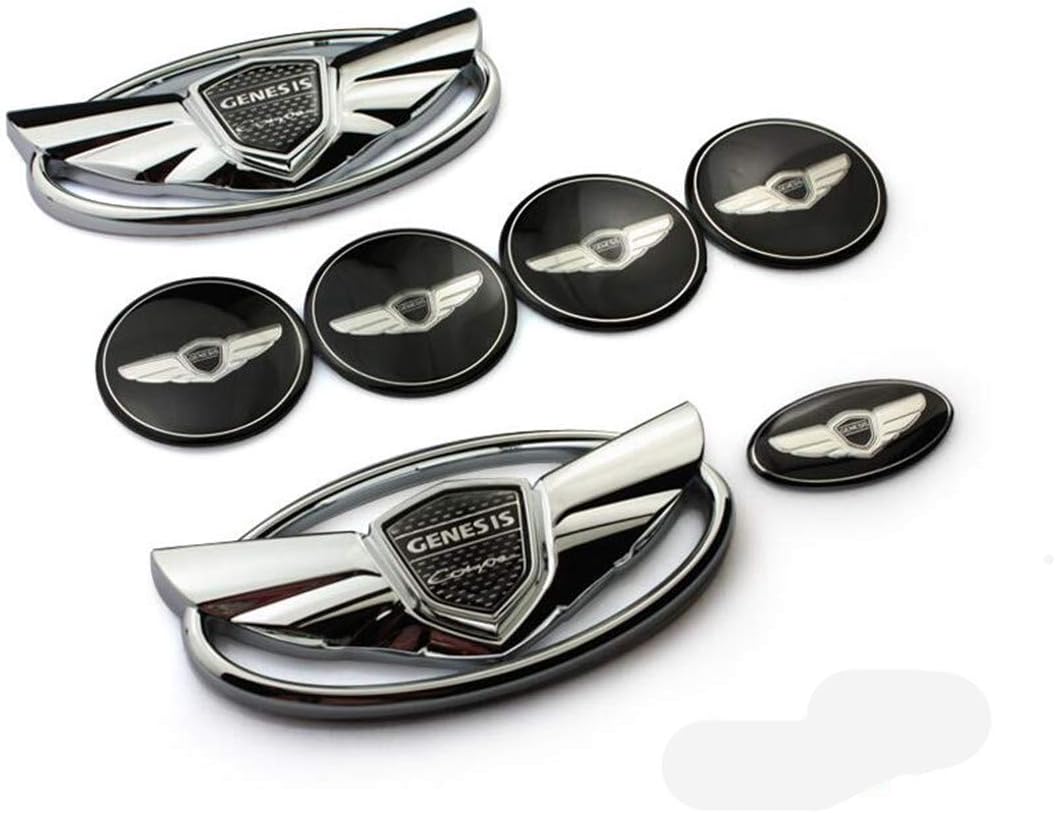 7PCS/set 3D Badge Emblems Front +Rear +Steering Wheels For Hyundai 2010-2015 GENESIS COUPE Car Styling