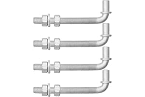 ADLMPW [Pack of 4] 6" J-Bolt Chain Link Fence Gate Hinge, Galvanized Steel J-Bolt Post Hinge with 5/8" Male Hinge Pin, Nuts & Washers Included.