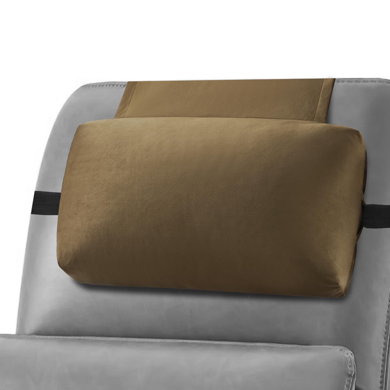 Photo 1 of Head Recliner Pillow Adjustable Shredded Memory Foam Headrest Pillow for Recliners,Non-Slip Velvet Cushion for Pain Relief Neck Support Pillow for Travel Home Recliner Sofa Armchair (Brown)