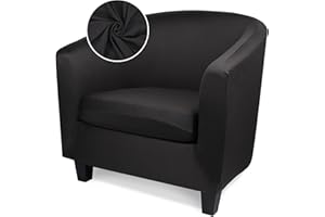 Treaful Barrel Chair Covers Slipcover, 2 Piece Black Arm Chair Cover with Chair Cushion Cover, Soft Stretch Club Chair Couch Slipcover with Arms Washable Furniture Protector for Living Room