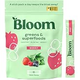 Bloom Nutrition Superfood Greens Powder, Berry, 15 Servings | Digestive Enzymes with Probiotics and Prebiotics, Gut Health, Bloating Support for Women, Chlorella, Green Juice Mix