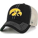 47 NCAA Trawler Primary Logo Team Color Mesh Trucker Clean Up Adjustable Hat, Adult One Size Fits All - Iowa Hawkeyes Black