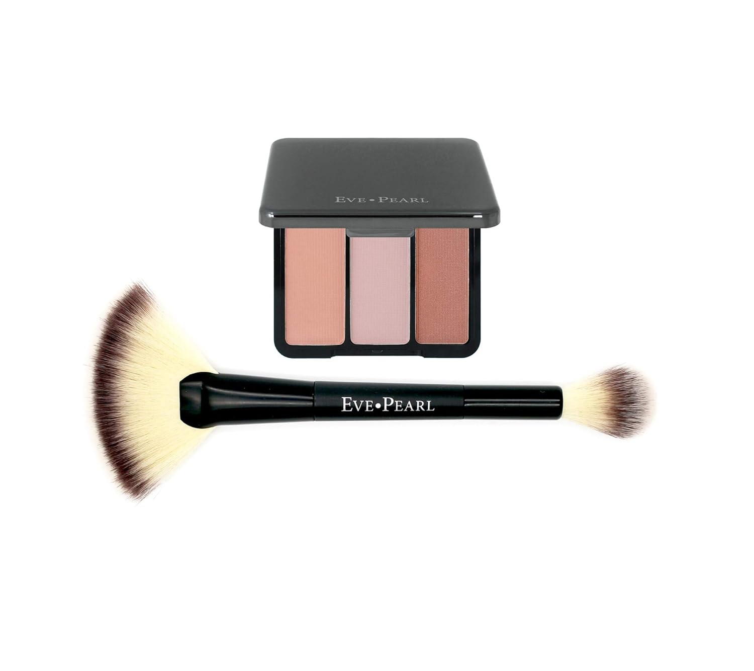 EVE PEARL Blush Trio Blush Palette Long Lasting Skincare Makeup And Dual 204 Fan Highlighter Hypoallergenic Brush Set Make up Kit- Sweet Cheeks