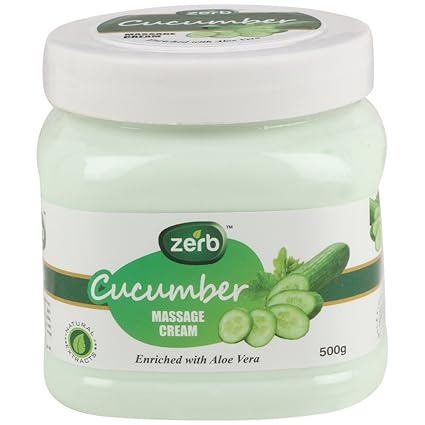 Zerb Cucumber Facial and Body Massage Cream for Softer Smoother Younger Looking Skin - 500 g