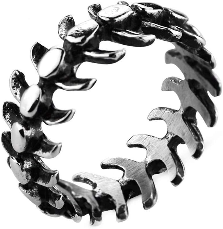 Ueice Vintage Dragon Fish Bone Stainless Steel Rings for Mens