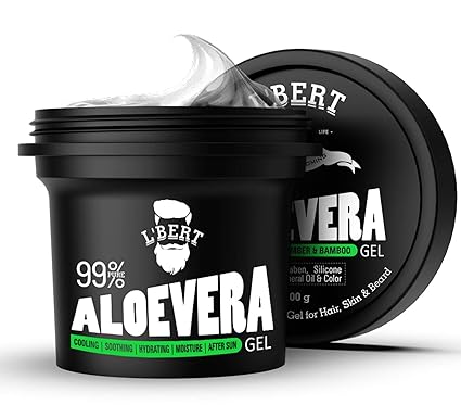 L'BERT 99% Pure Aloe Vera Multipurpose Beauty Gel for Face, Skin, Hair and Beard with Icy Cool Cucumber and Bamboo Paraben and Sulphate-Free (100 G)