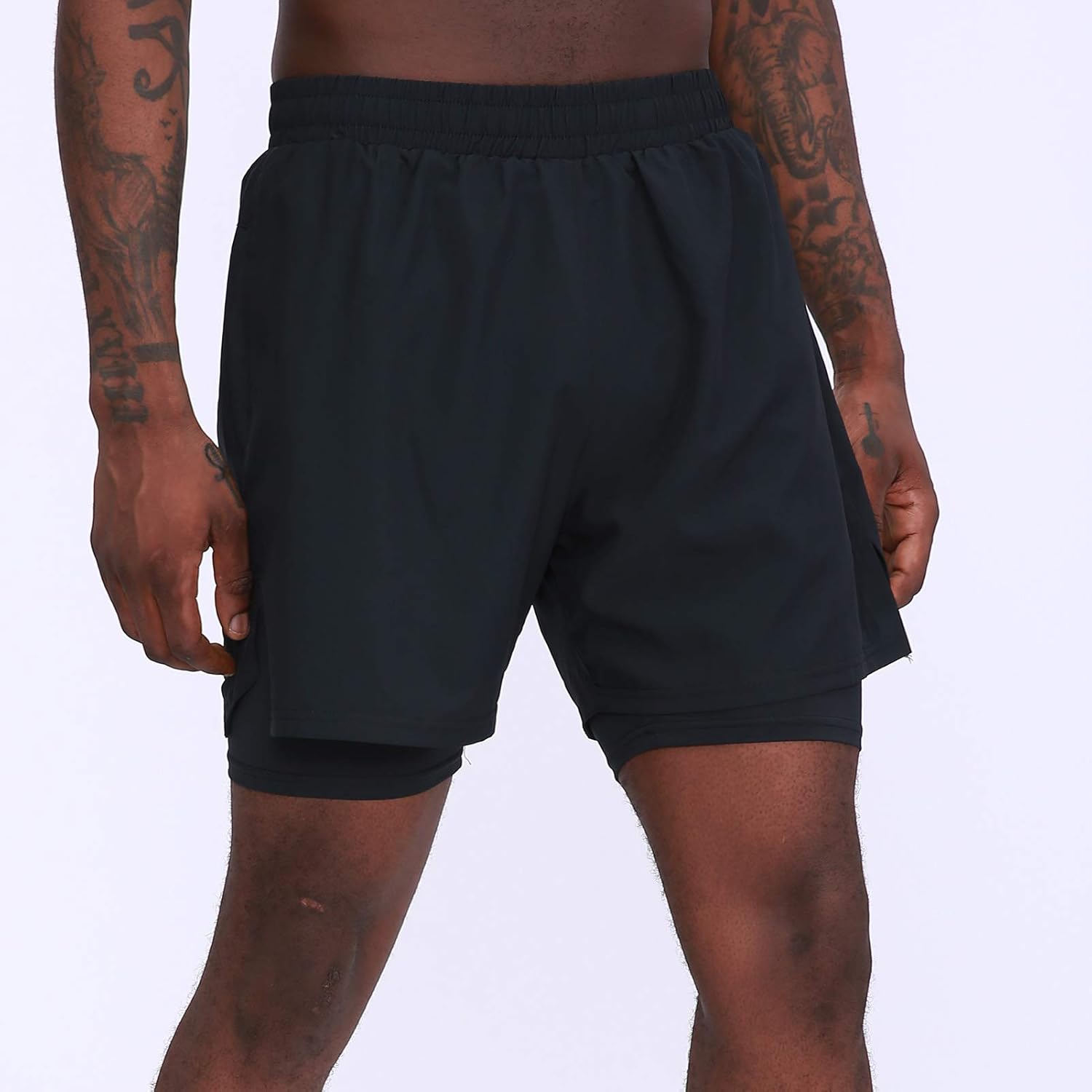 Men's 2 in 1 Sport Shorts QuickDry Pockets Short Pants for Basketball
