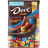 DOVE PROMISES Milk Chocolate, Dark Chocolate and Milk Chocolate &amp; Caramel Assorted Chocolate Candy, 136 Ct Bulk Bag
