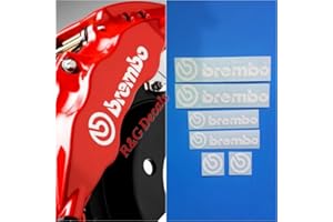 R&G Brembo Decal Combo for 6 & 4 Piston Brakes - High Temp Set of 6 Decals + Instructions + Preparation Solution (White)