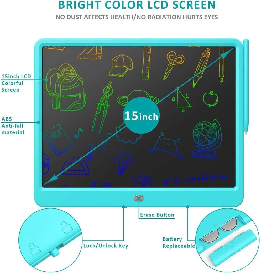 LCD Writing Tablet, Extra Large 15 Inch, Colorful, Erasable Electronic Digital Drawing Pad Doodle Board - Image 5
