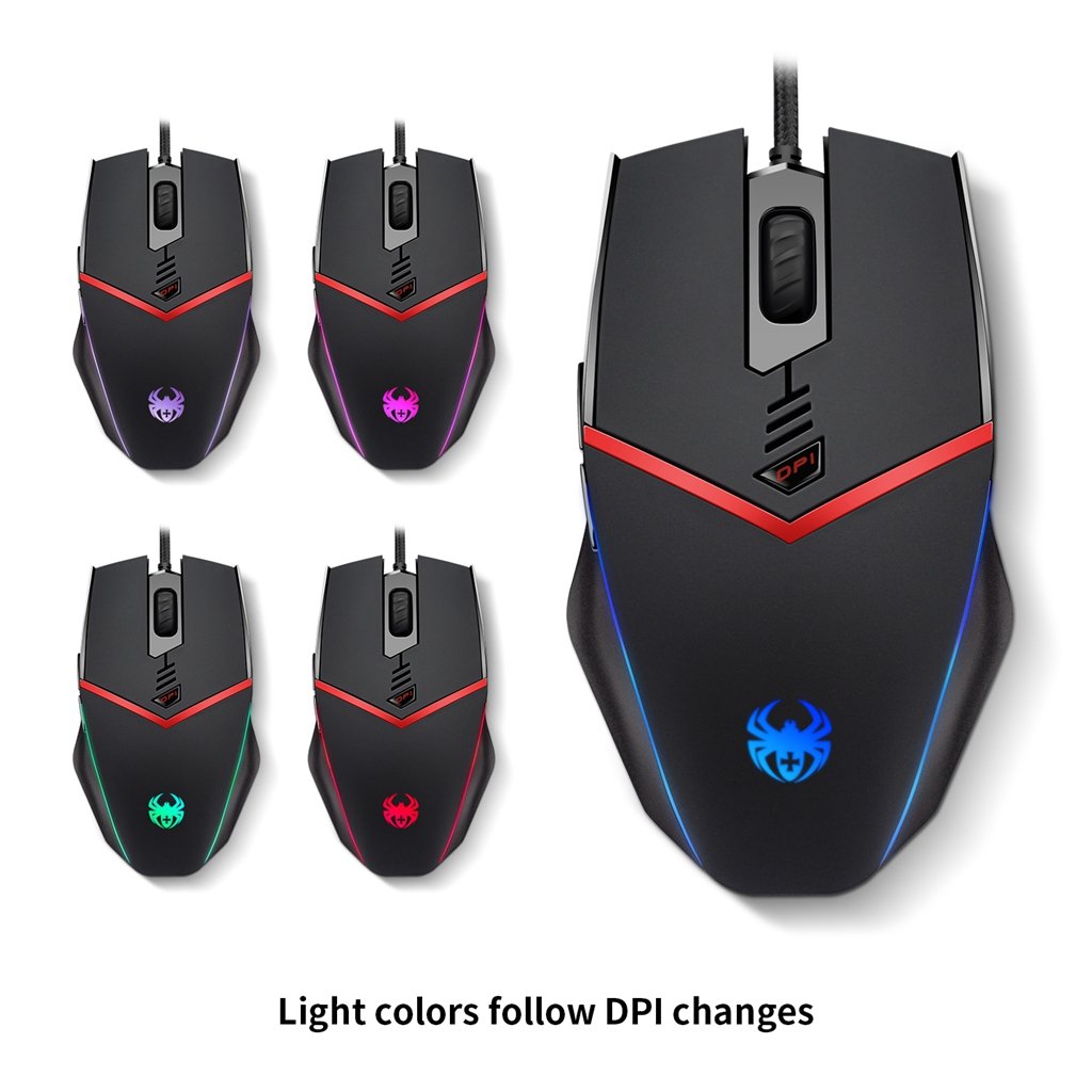 ZELOTES C13 Programmierbare Gaming Maus 3200 DPI USB Wired LED Computer Mouse with 6 Tasten, 5 Einstellbare DPI, Gewicht Tuning Set