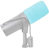 LEFXMOPHY SM7B Pop Filter for Shure SM7B SM7dB Vocal Microphone Replacement Windscreen, Greenish Blue Furry Wind Muff Deadcat Cover