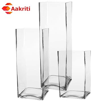 Buy Aakriti Square Glass Flower Vase Flower Pot For Table Decor
