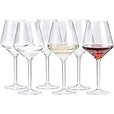 MIYOPESI 16oz Clear Stemmed Wines Cups (Set of 6), Shatter-Proof Acrylic Bar Glasses, BPA-Free, Dishwasher-Safe