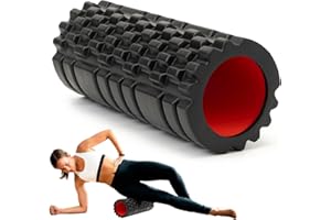 Krightlink Foam Roller for Deep Tissue Massager, 13" High Density Exercise Patented Roller for Muscle Massage and Myofascial Trigger Point Release Back Roller for Fitness, Yoga and Pilates (Black)