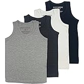 BROOKLYN VERTICAL Boys 4 Pack Undershirt Tank Top - Tagless Cotton Super Soft Runs Small