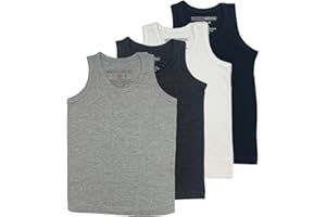 BROOKLYN VERTICAL Boys 4 Pack Undershirt Tank Top - Tagless Cotton Super Soft Runs Small