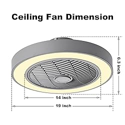 Jinweite Ceiling Fan with Light, 19 inches LED