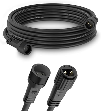 Dalugo 5m IP65 Waterproof Extension Lead for Outdoor Festoon Lights Black