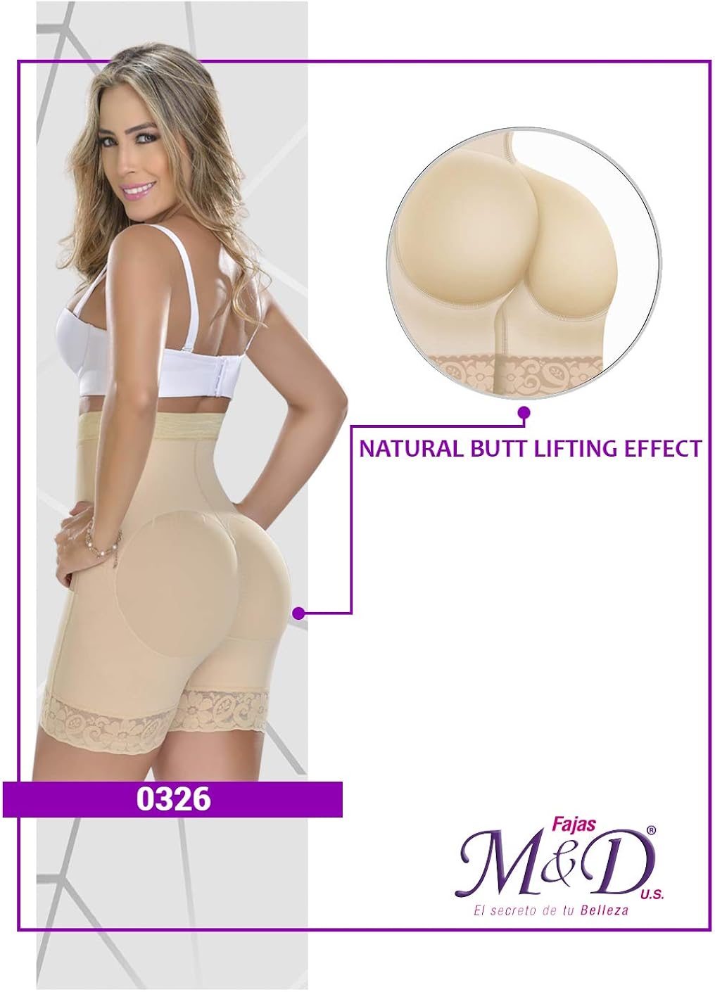 M&D High Waist Body Shaper Butt Lifter Slimmer Shorts | Fajas Colombianas Levanta Cola at  Women’s Clothing store