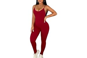 SLIOT Workout Jumpsuits for Women Gym Clothes Bodycon Jumpsuit One Piece Bodysuit Outfits Romper Yoga Body Suit Tight Onesie