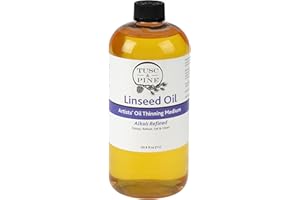 Tusc & Pine Alkali Refined Linseed Oil Paint Medium - 33.8 Oz Bottle - Enhance Flow, Translucency & Gloss - Solvent Free Drying Oil Paint Thinner for Artists - Made in North Carolina