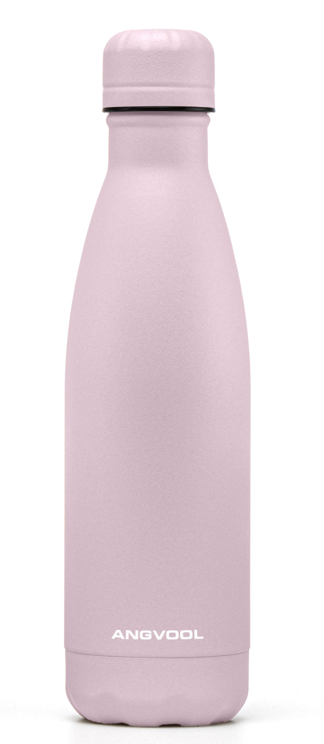 ANGVOOL Insulated Water Bottle, Stainless Steel Metal Thermal Flask for Hot and Cold Drinks, Leak Proof BPA Free Drinking Bottles for Kids or Adults (Light Pink, 500ml)