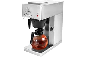 Restlrious Commercial Coffee Maker 12-Cup Drip Coffee Machine, Automatic Pour Over Coffee Brewer with 2 Warmer Pad and 1 Glass Decanter in 1.8QT Capacity, Stainless Steel Cafetera Silver