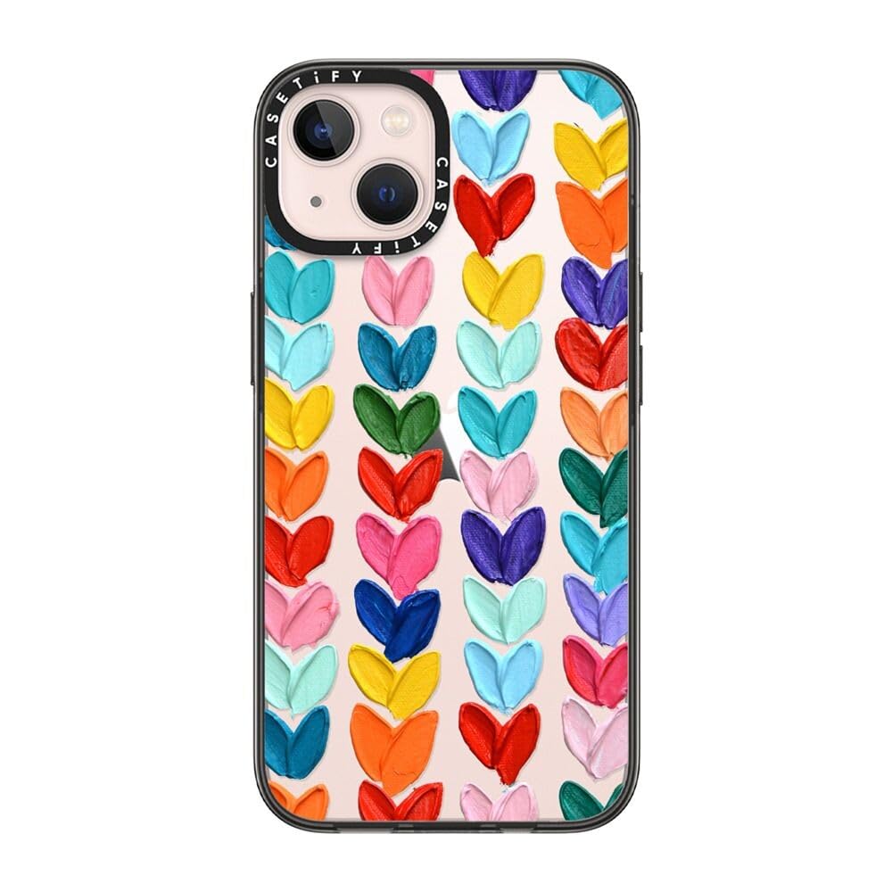 CASETiFY Compact iPhone 13 Case [2X Military Grade Drop Tested / 4ft Drop Protection] - Clear Polka Daub Hearts - Clear Black — image 1