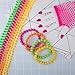 Coobey 10 Pieces Plastic Neon Bead Necklaces Neon Bracelets Long Fishnet Gloves Set 80s Party Dress Accessories, Multicolour