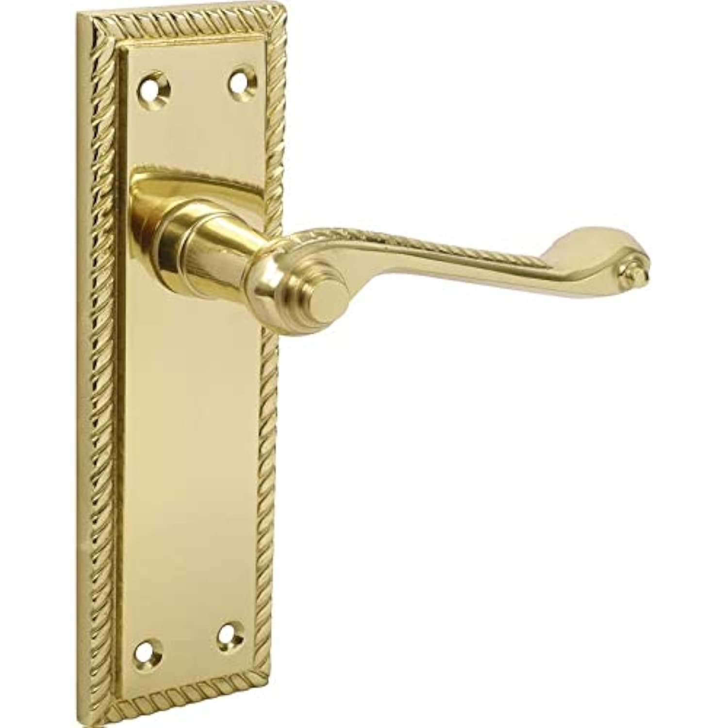Designer Levers - Georgian Roped Design Lever Door Handles - Polished Brass - 1 Pair - Latch Door Handle - Interior Use - Long Latch