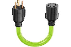 CircleRiver 4 Prong to 3 Prong Generator Transfer Switch Adapter Cord, NEMA L5-30P to L14-30R, 30 Amp Generator Adapter Twist Lock STW 10 AWG