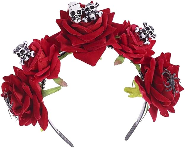 Amazon Co Jp Kowaku カチューシャ コスプレ ヘッドドレス 手作り花 頭蓋骨 ヘアバンド 髪飾り イベント ハロウィンパッティー用 ジュエリー