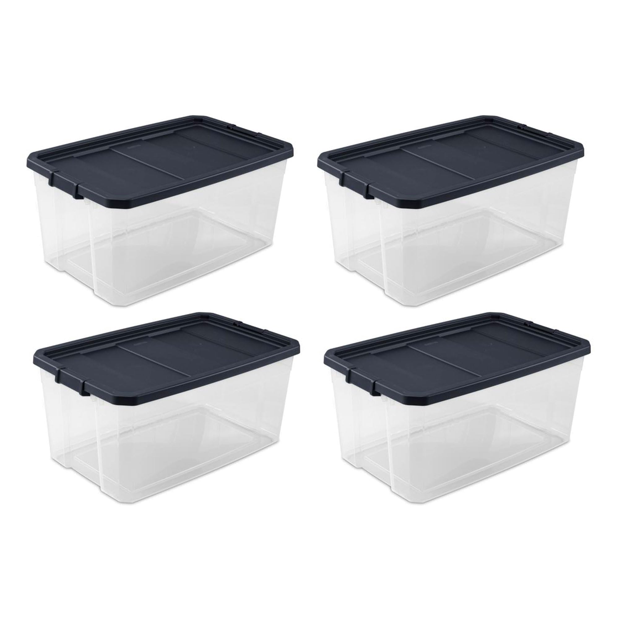 Sterilite 4-Pack Modular Stacker Box, Durable Clear Plastic Storage Bins with Latching Lids, 116 Quart - Stackable Organizing Container Boxes for Closet, Bathroom, and Office