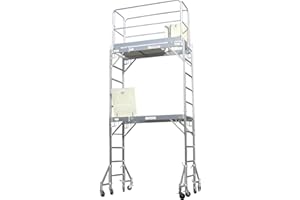 CBM Scaffold Aluminum Scaffold Rolling Tower Standing at 12' High Hatch Dech with Gaurd Rail and U Lock CBM1290