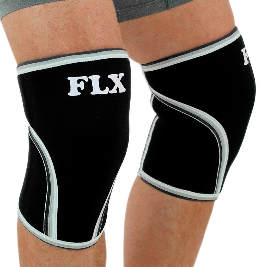 Pair of FLX 7mm Neoprene Compression Knee Sleeves Wraps. Great for Powerlifting, Squats, Crossfit, etc. Prevent Injury and Pain. Size XXL